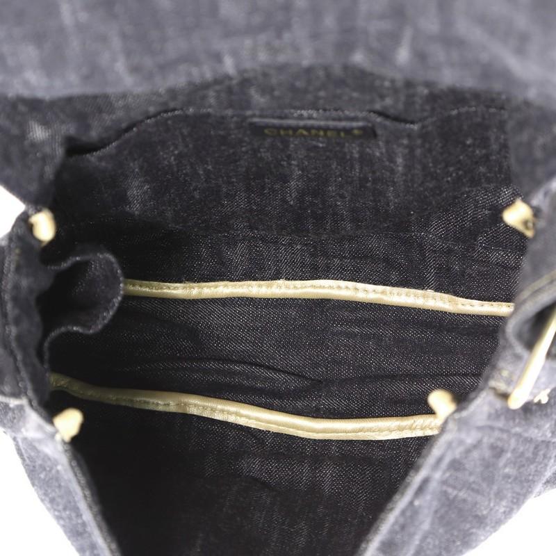 Black Chanel Vintage CC Flap Messenger Bag Denim Medium