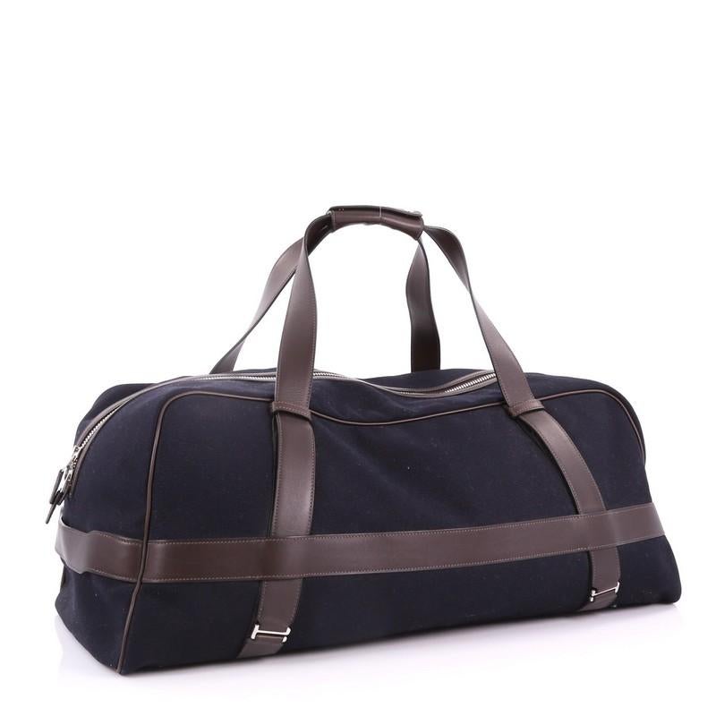 Noir Hermes Arion Duffle Bag Toile avec cuir