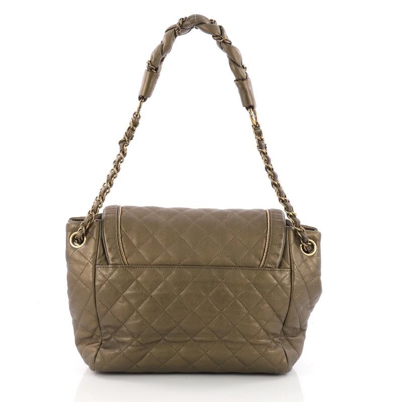 Chanel Istanbul Accordion Flap Bag Quilted Aged Leather Small In Good Condition In NY, NY