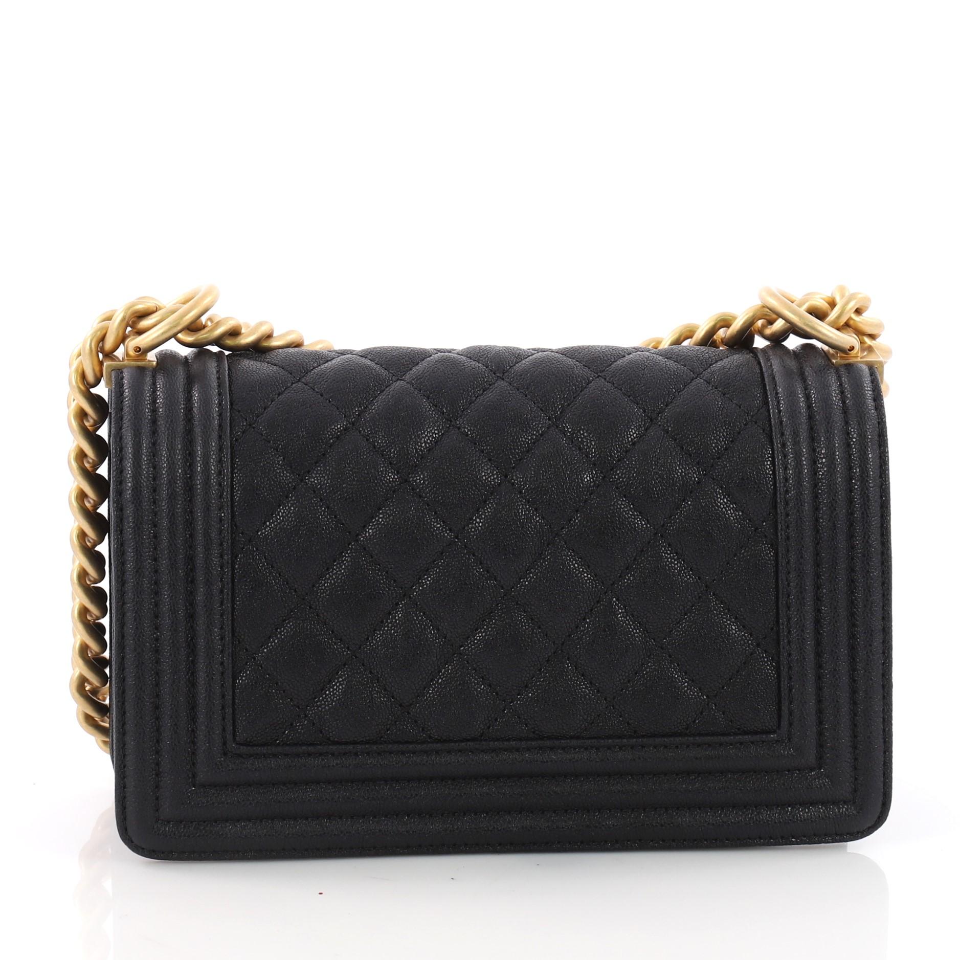  Chanel Boy Flap Bag Quilted Caviar Small In Excellent Condition In NY, NY