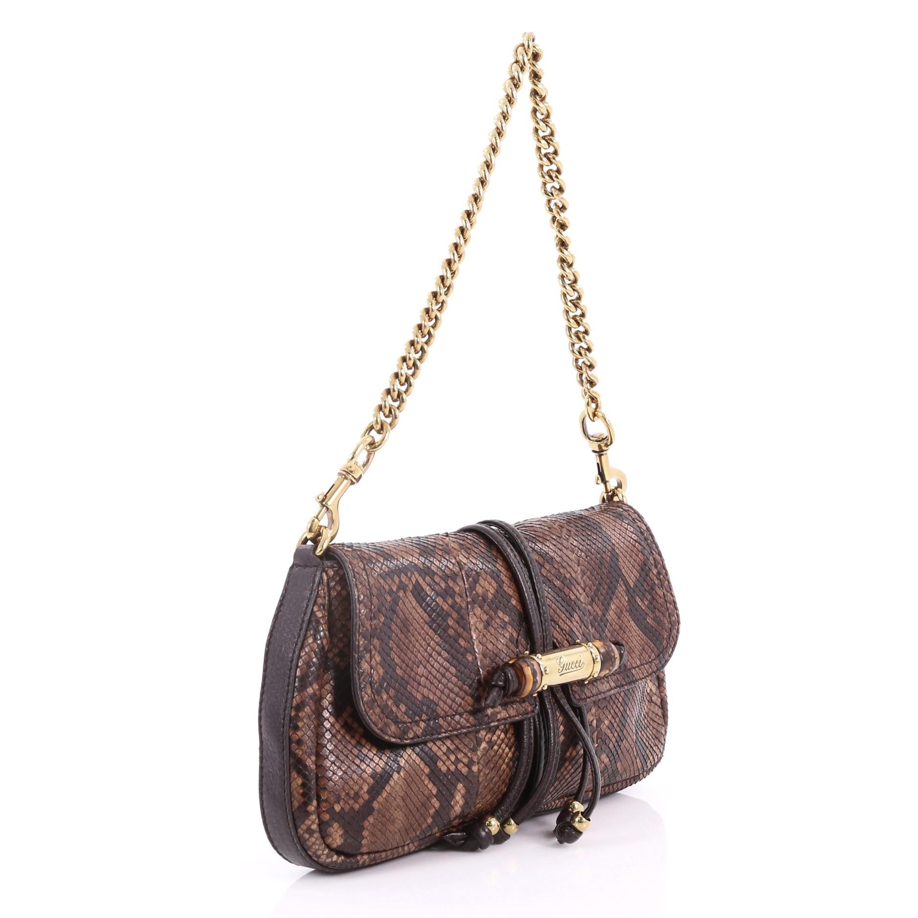Brown Gucci Croisette Evening Bag Python