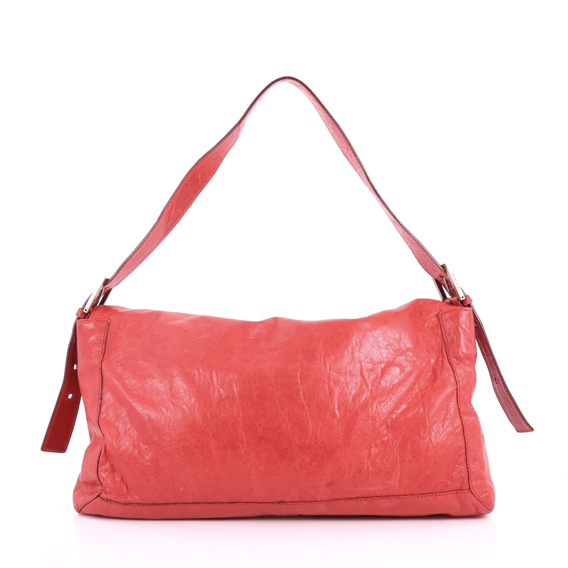 Orange Fendi Giant Baguette Whipstitched Leather