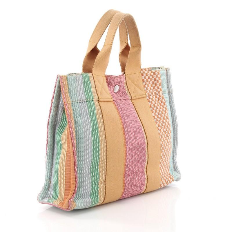 Beige Hermes Fourre Tout Handbag Multicolor Toile PM