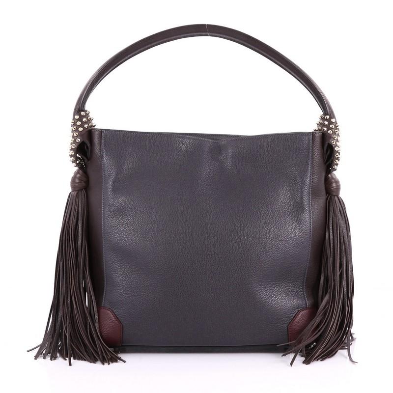 Christian Louboutin Eloise Fringe Hobo Python with Leather Medium In Good Condition In NY, NY