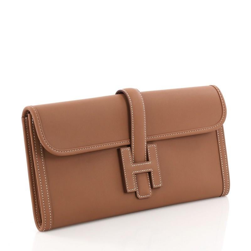 Brown Hermes Jige Elan Clutch Swift 29,