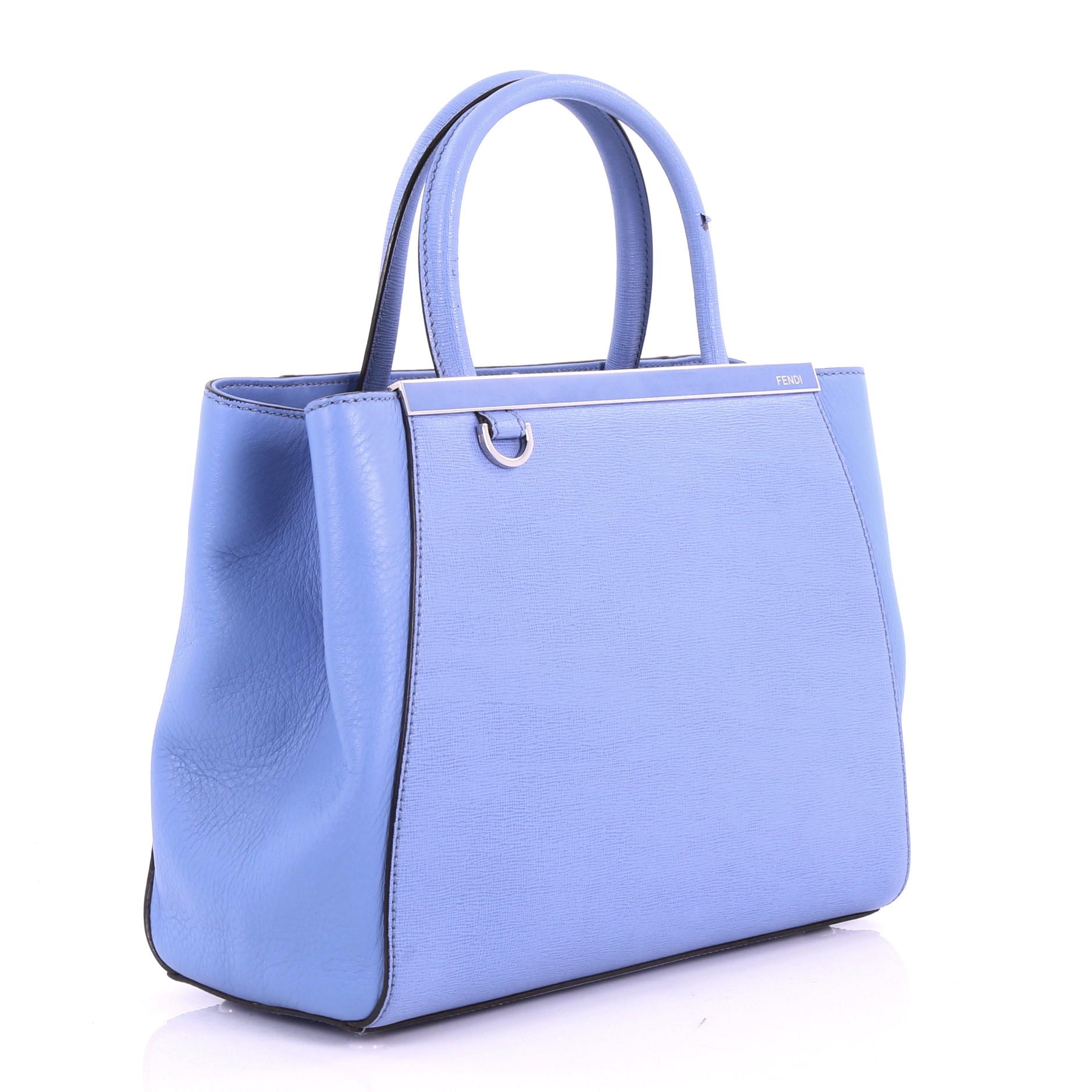 Blue Fendi 2Jours Handbag Leather Petite
