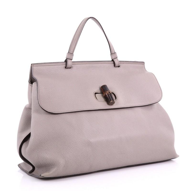 Gucci Bamboo Daily Top Handle Bag Leather Large at 1stDibs