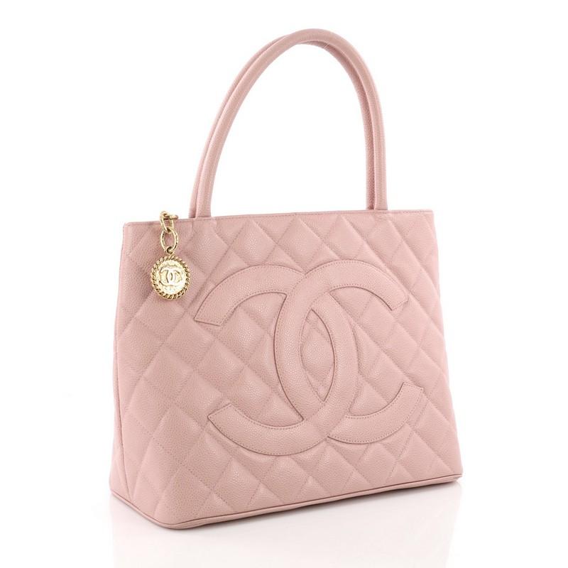 Beige Chanel Medallion Tote Quilted Caviar