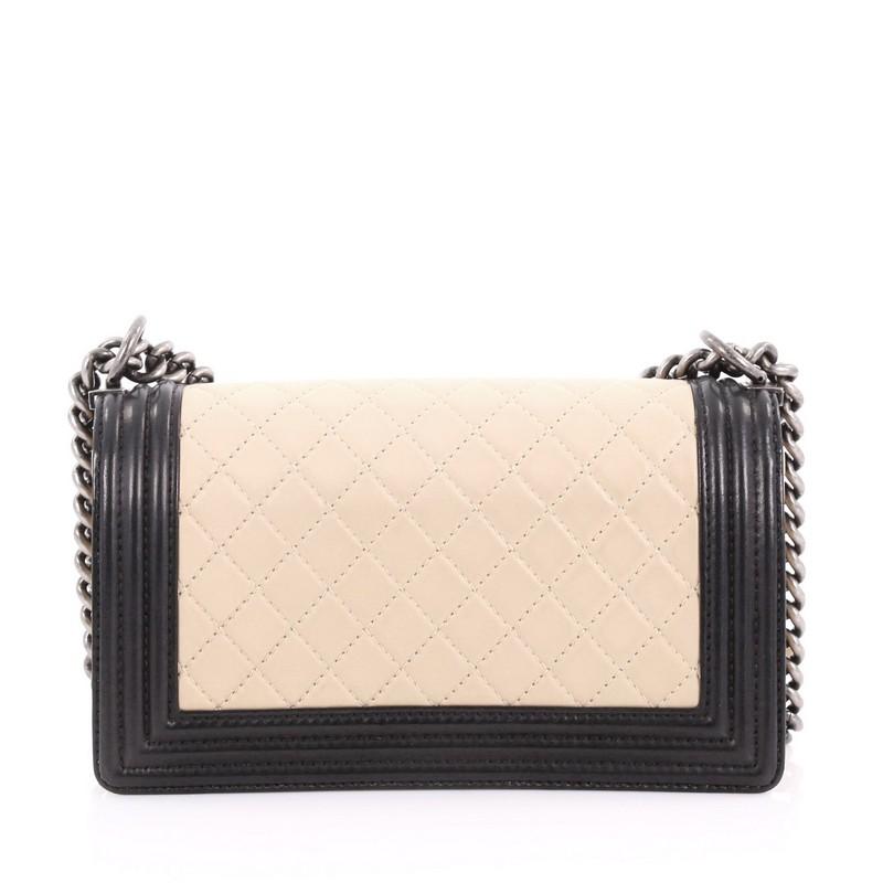 Chanel Bicolor Boy Flap Bag Quilted Lambskin Old Medium In Good Condition In NY, NY