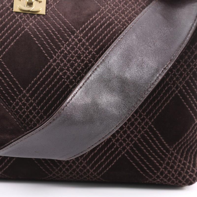 Chanel Vintage Stitched CC Shoulder Bag Suede Medium 2