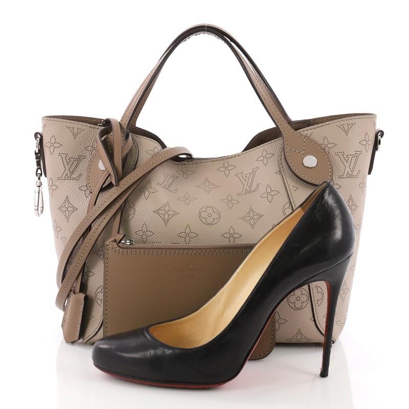 Brown Louis Vuitton Hina Handbag Mahina Leather PM