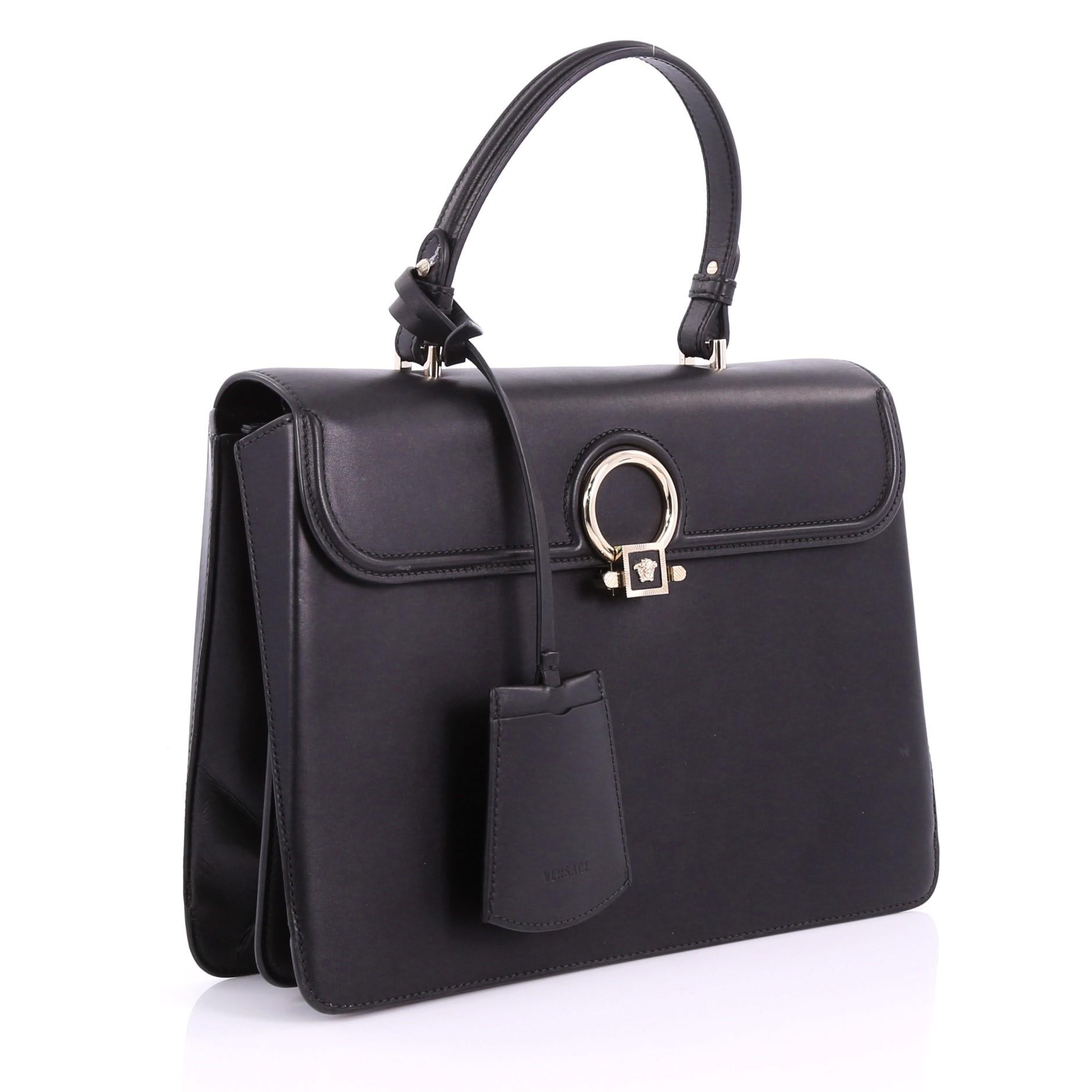 Black Versace Donatella Top Handle Bag Leather Medium