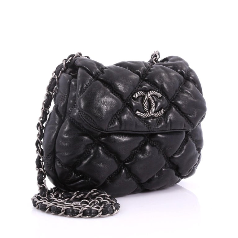 Chanel Black Quilted Lambskin Bubble Shoulder Bag Medium