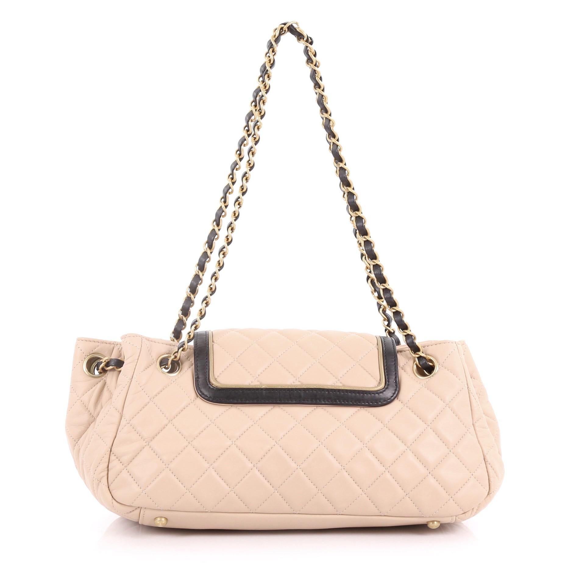 Chanel East West Mademoiselle Accordion Flap Bag Quilted Lambskin Small, In Good Condition In NY, NY