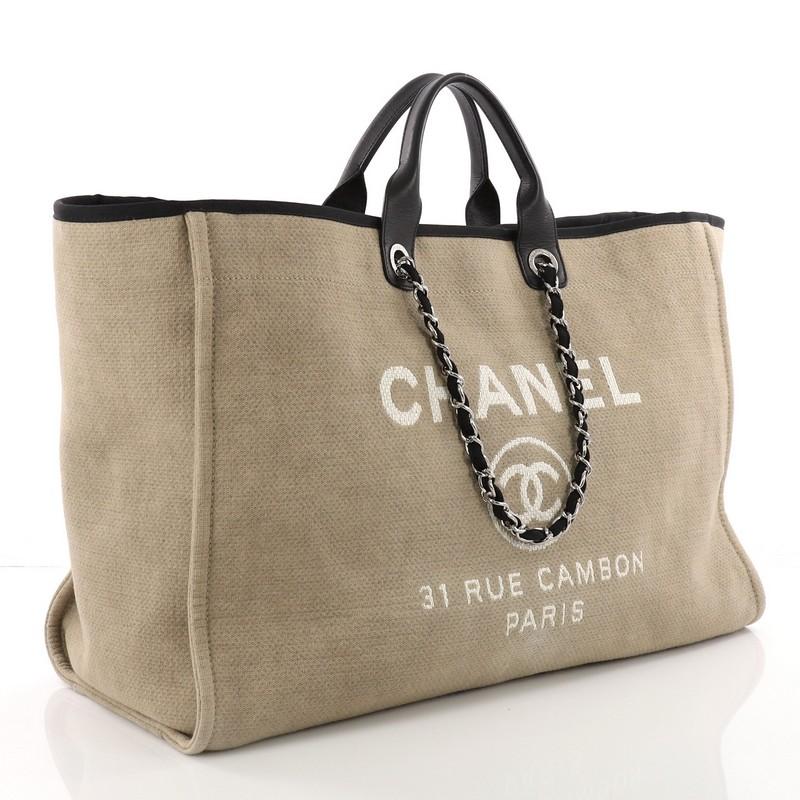 Brown Chanel Deauville Chain Tote Canvas XL