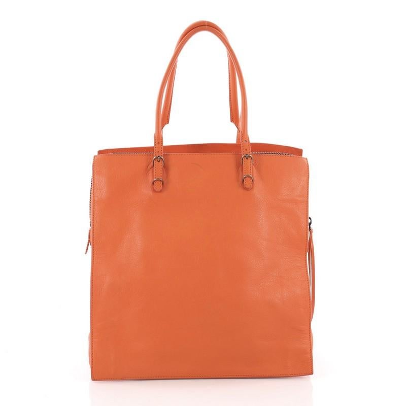 Orange Balenciaga Papier Classic Studs Zip Tote Leather Medium