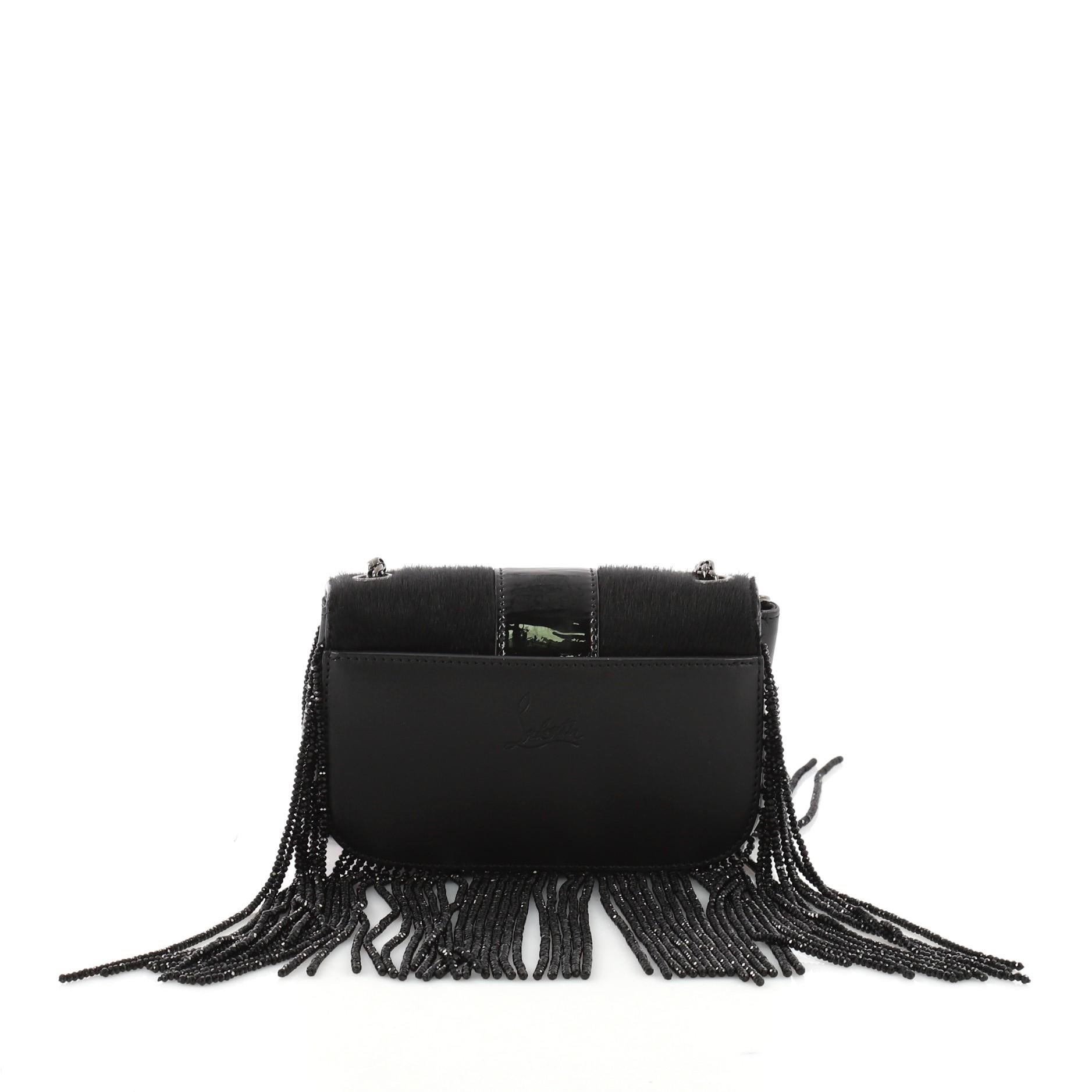 Christian Louboutin Fringe Sweet Charity Crossbody Bag Pony Hair Mini In Excellent Condition In NY, NY