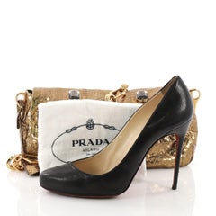 Prada Whips Pietre Lock Flap Shoulder Bag Embellished Python Small