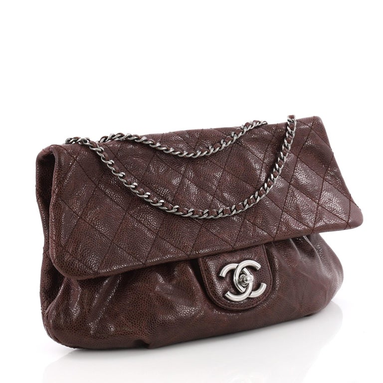 Chanel Elastic Flap Bag Quilted Glazed Caviar Medium at 1stDibs