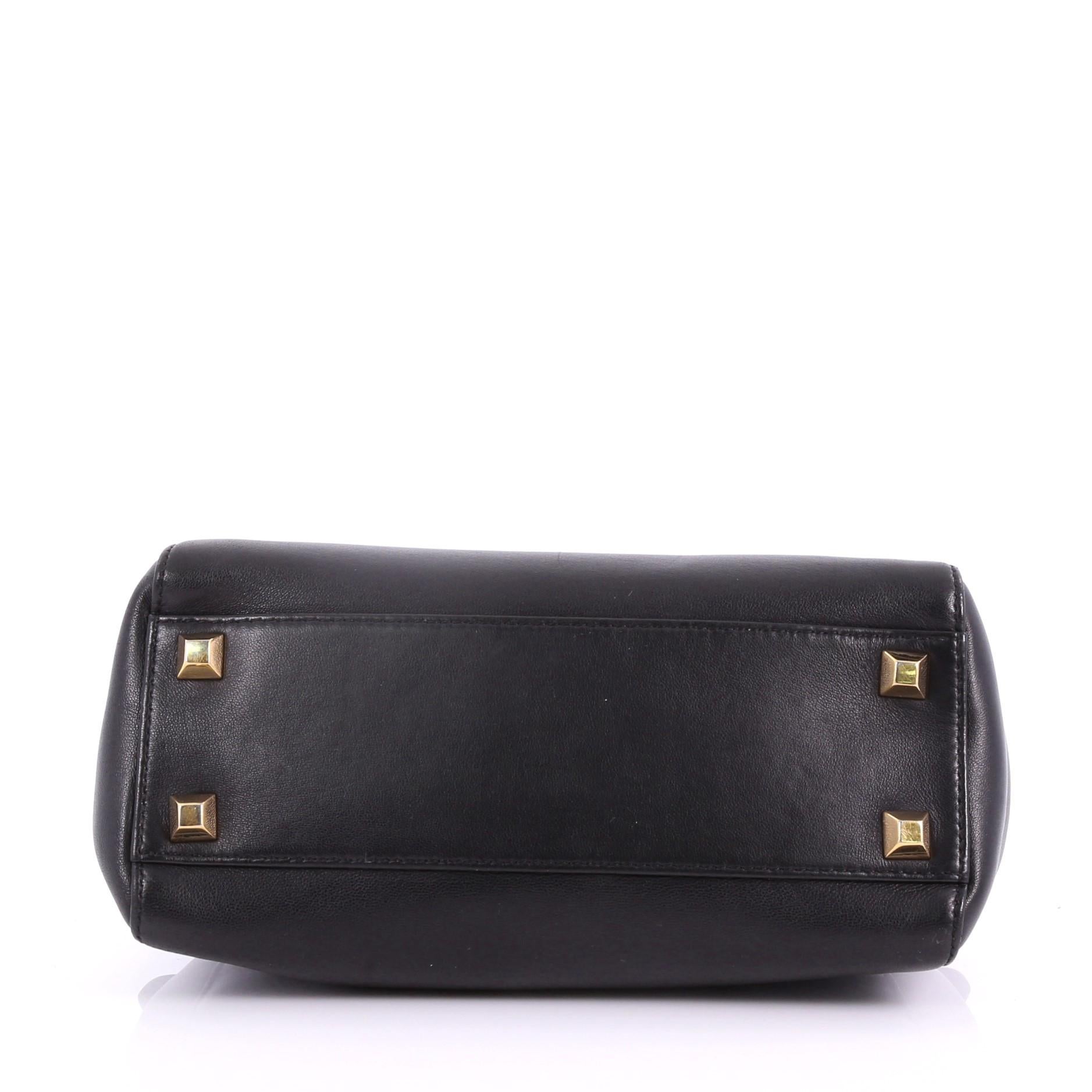 Black Fendi Peekaboo Handbag Leather with Studded Detail Mini