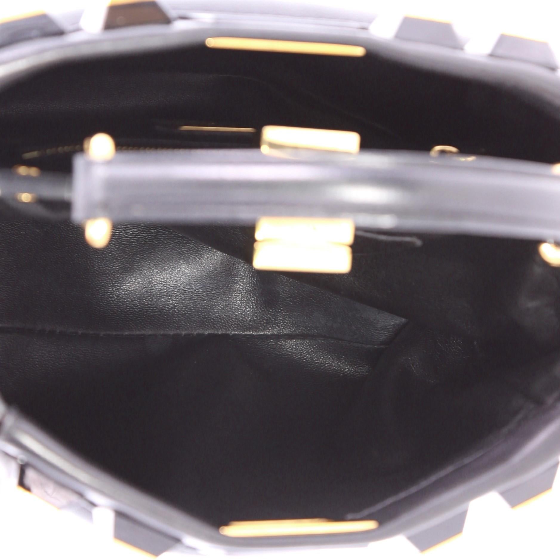 Fendi Peekaboo Handbag Leather with Studded Detail Mini In Good Condition In NY, NY