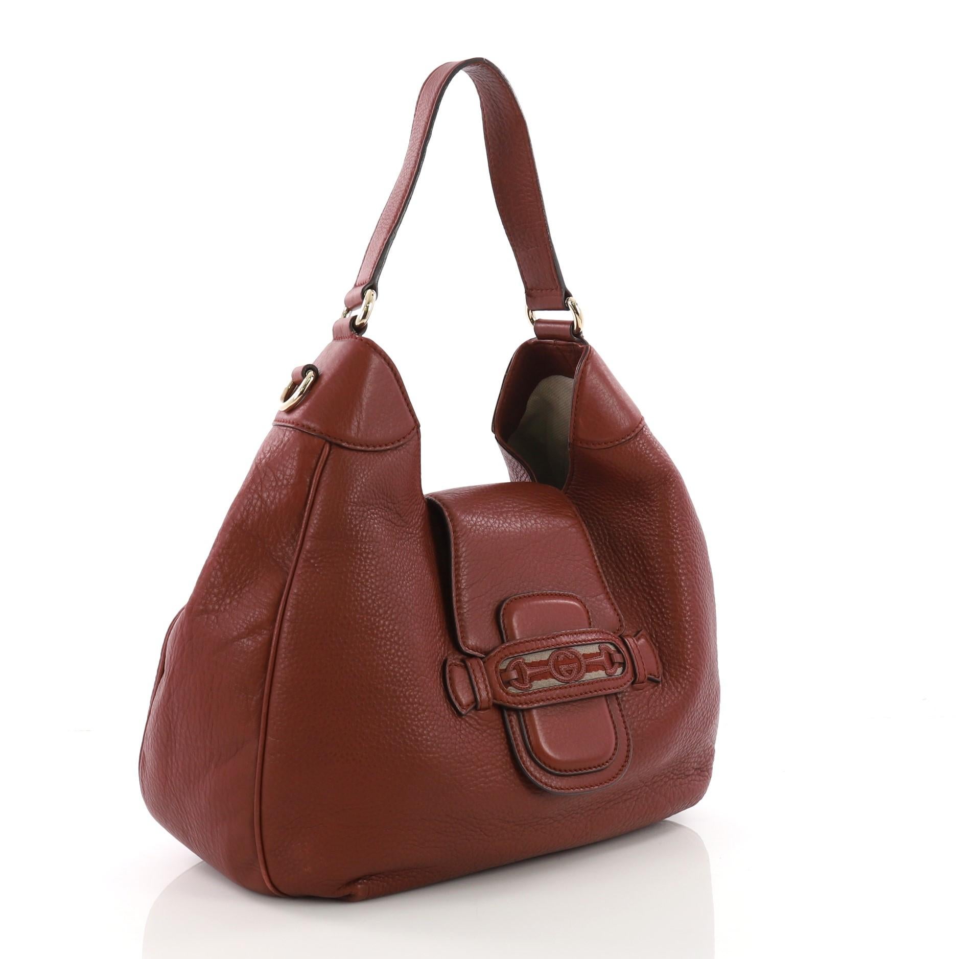 Brown Gucci Dressage Hobo Leather