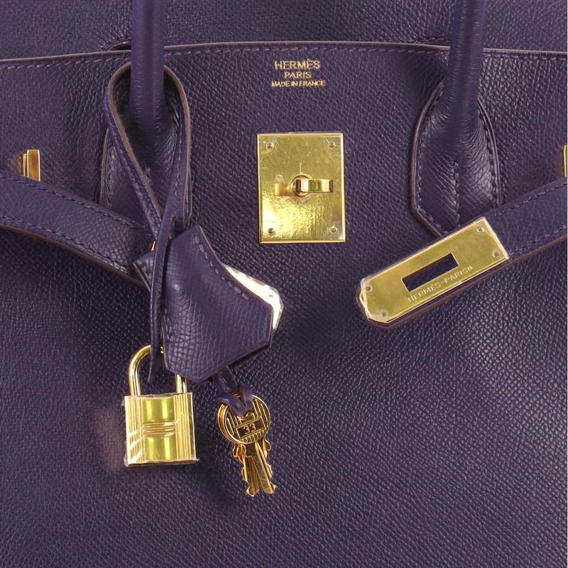 Hermes Birkin Handbag Iris Epsom with Gold Hardware 30 1