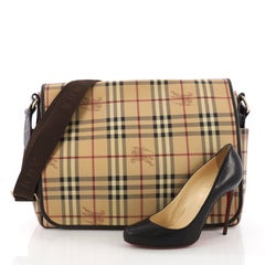 Burberry Diaper Bag Haymarket Coated Canvas Large