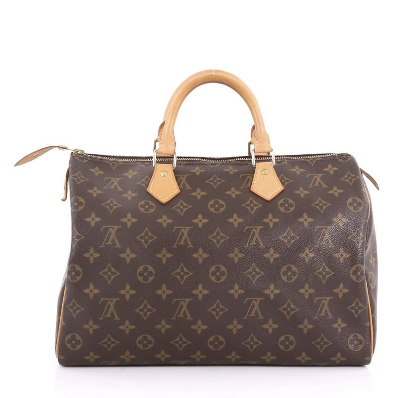 Louis Vuitton Speedy Handbag Monogram Canvas 35  In Good Condition In NY, NY