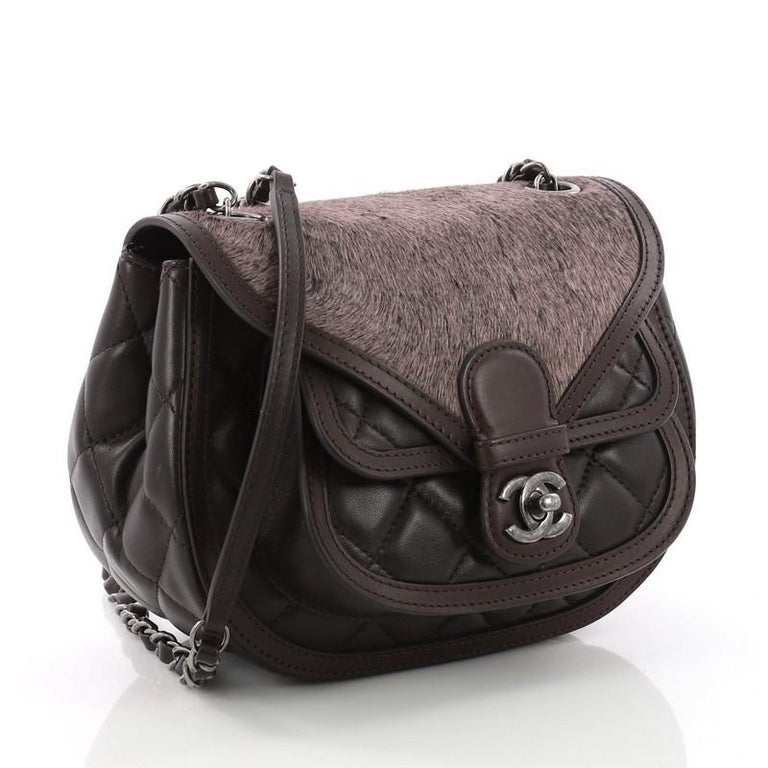 Chanel Saddle Bag Quilted Calfskin and Pony Hair Medium at 1stDibs