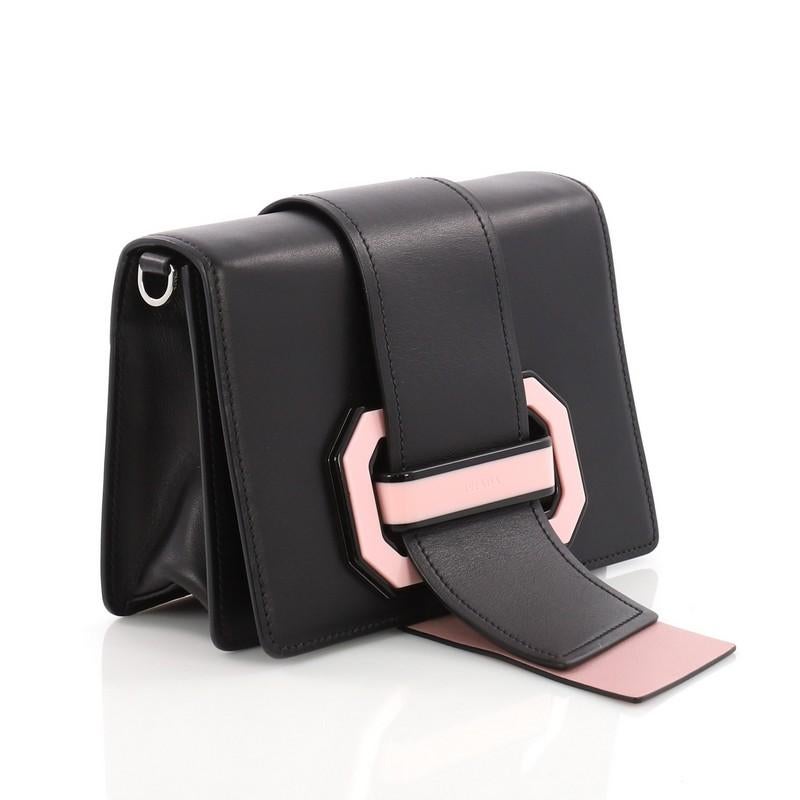 Black Prada Plex Ribbon Shoulder Bag City Calfskin Small