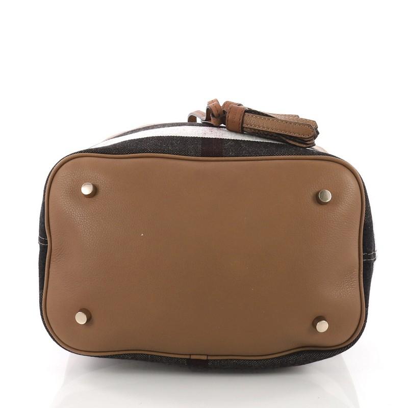 Women's or Men's Burberry Ashby Drawstring Handbag House Check Canvas with Leather Large