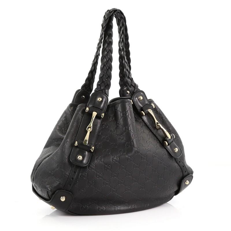 Black Gucci Pelham Shoulder Bag Guccissima Leather Medium