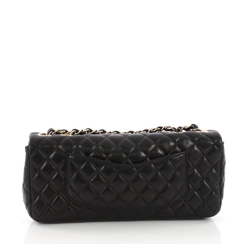 Black Chanel Valentine Hearts Flap Bag Quilted Lambskin East West