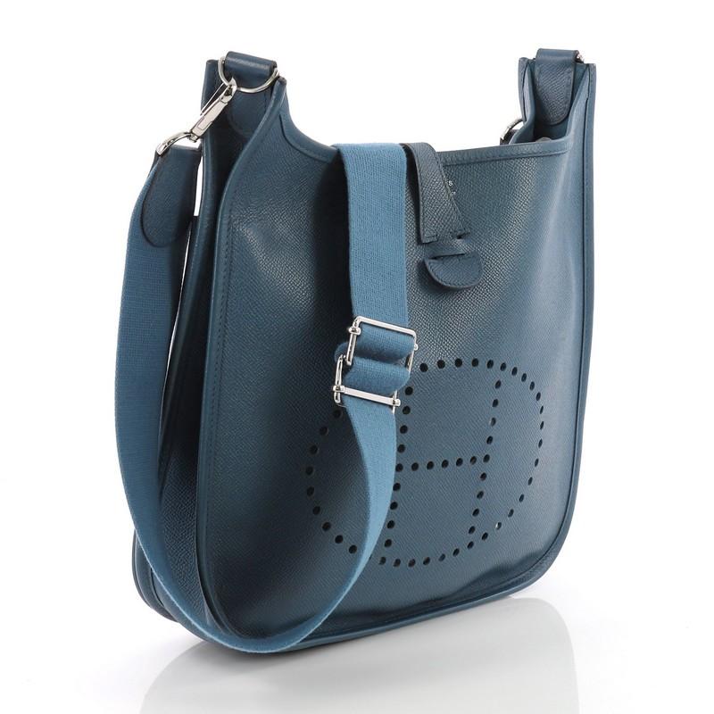 Blue Hermes Evelyne Crossbody Gen III Epsom PM