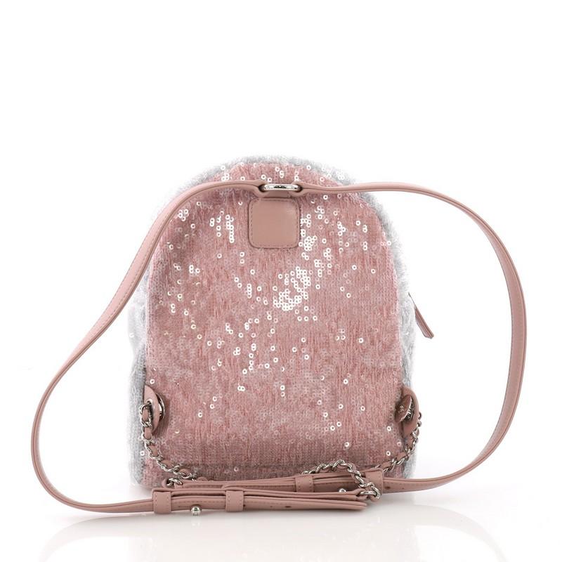 Beige Chanel Waterfall Backpack Sequins with Leather Mini