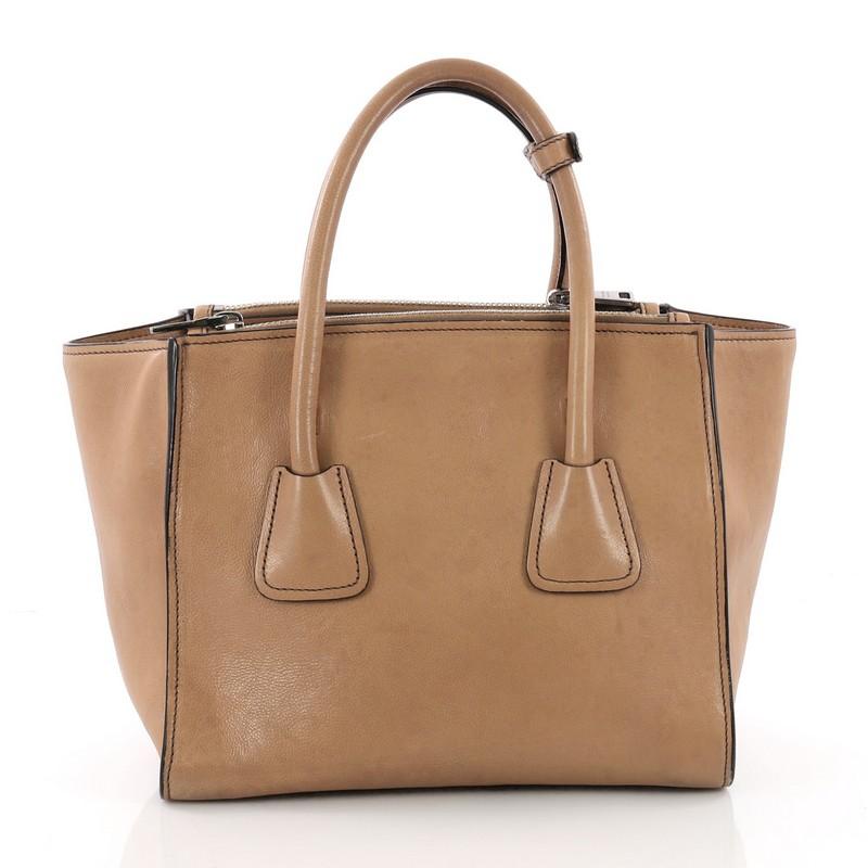 Prada Twin Pocket Tote Glace Calf Small In Good Condition In NY, NY