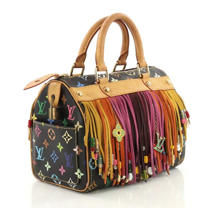 Brown Louis Vuitton Speedy Handbag Limited Edition Fringe Monogram Multicolor 2