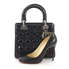 Christian Dior Lady Dior Handbag Cannage Quilt Patent Medium