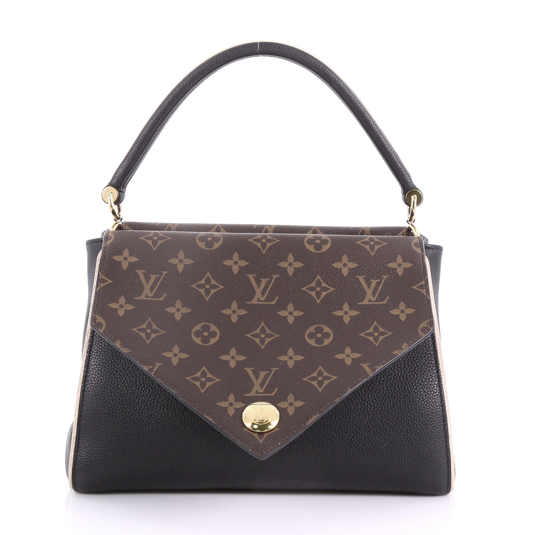  Louis Vuitton Double V Handbag Calfskin and Monogram Canvas 1