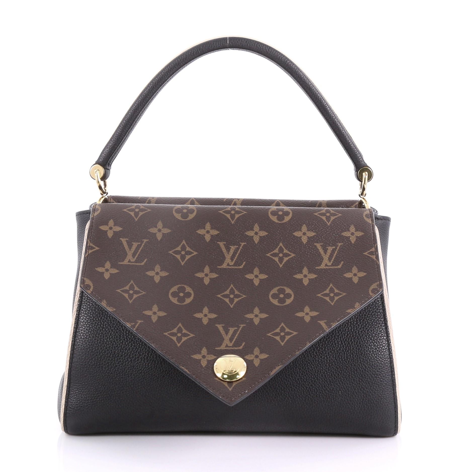 Louis Vuitton Double V Handbag Calfskin and Monogram Canvas 1