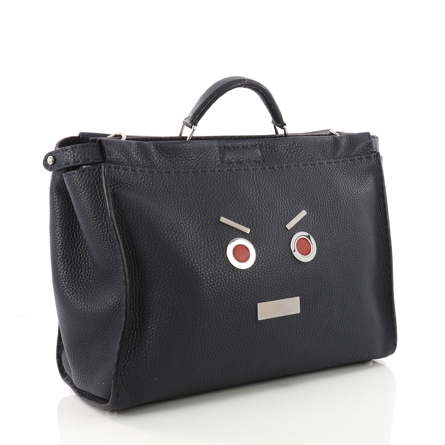 Black Fendi Selleria Peekaboo Faces Handbag Leather XL