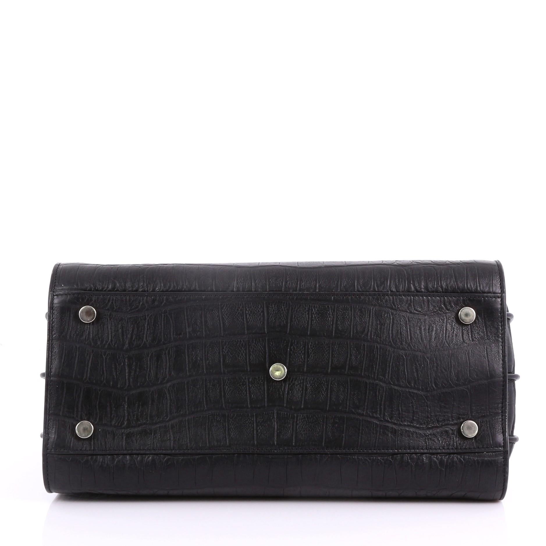Women's Saint Laurent Sac de Jour Handbag Crocodile Embossed Leather Small