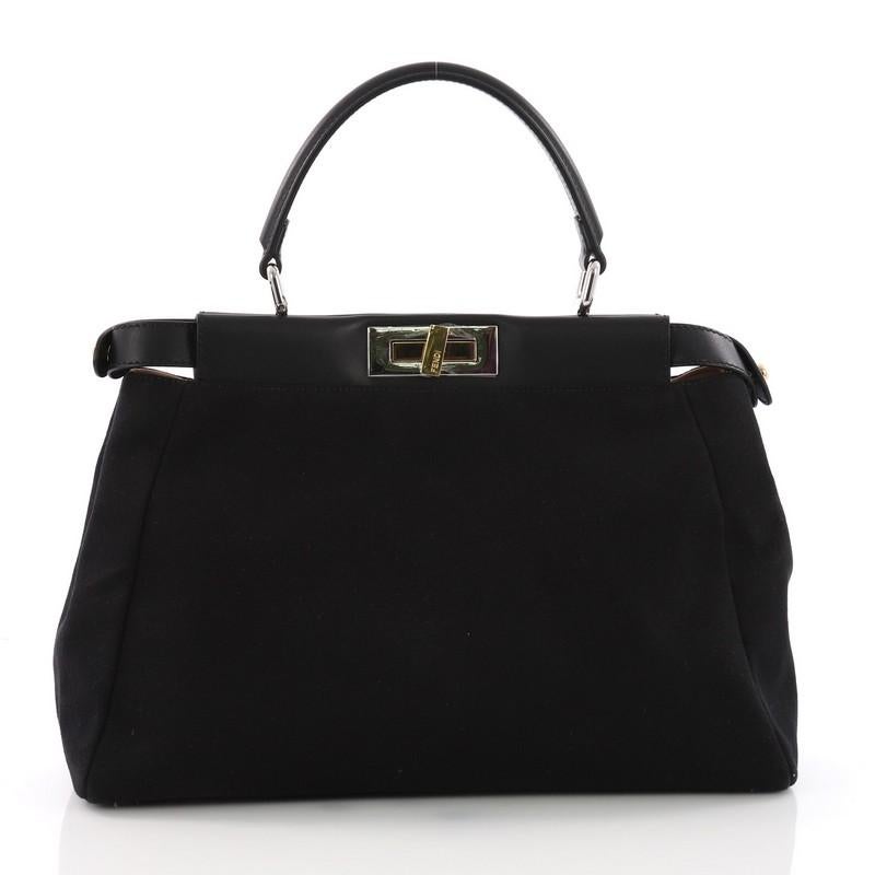 Fendi Peekaboo Handbag Beaded Nylon Regular In Good Condition In NY, NY