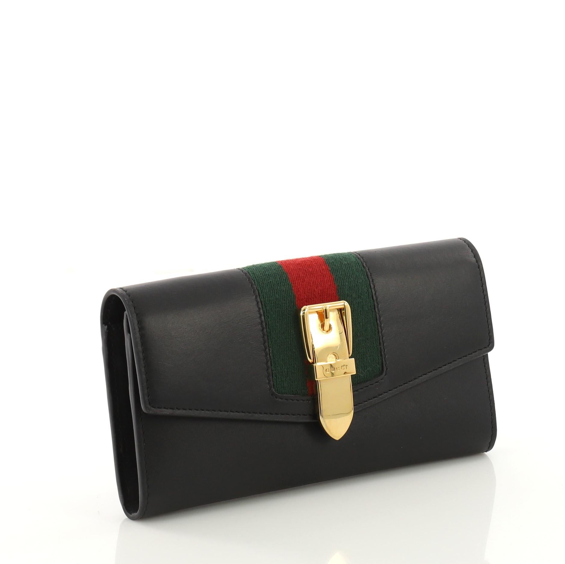 Black Gucci Sylvie Continental Wallet Leather