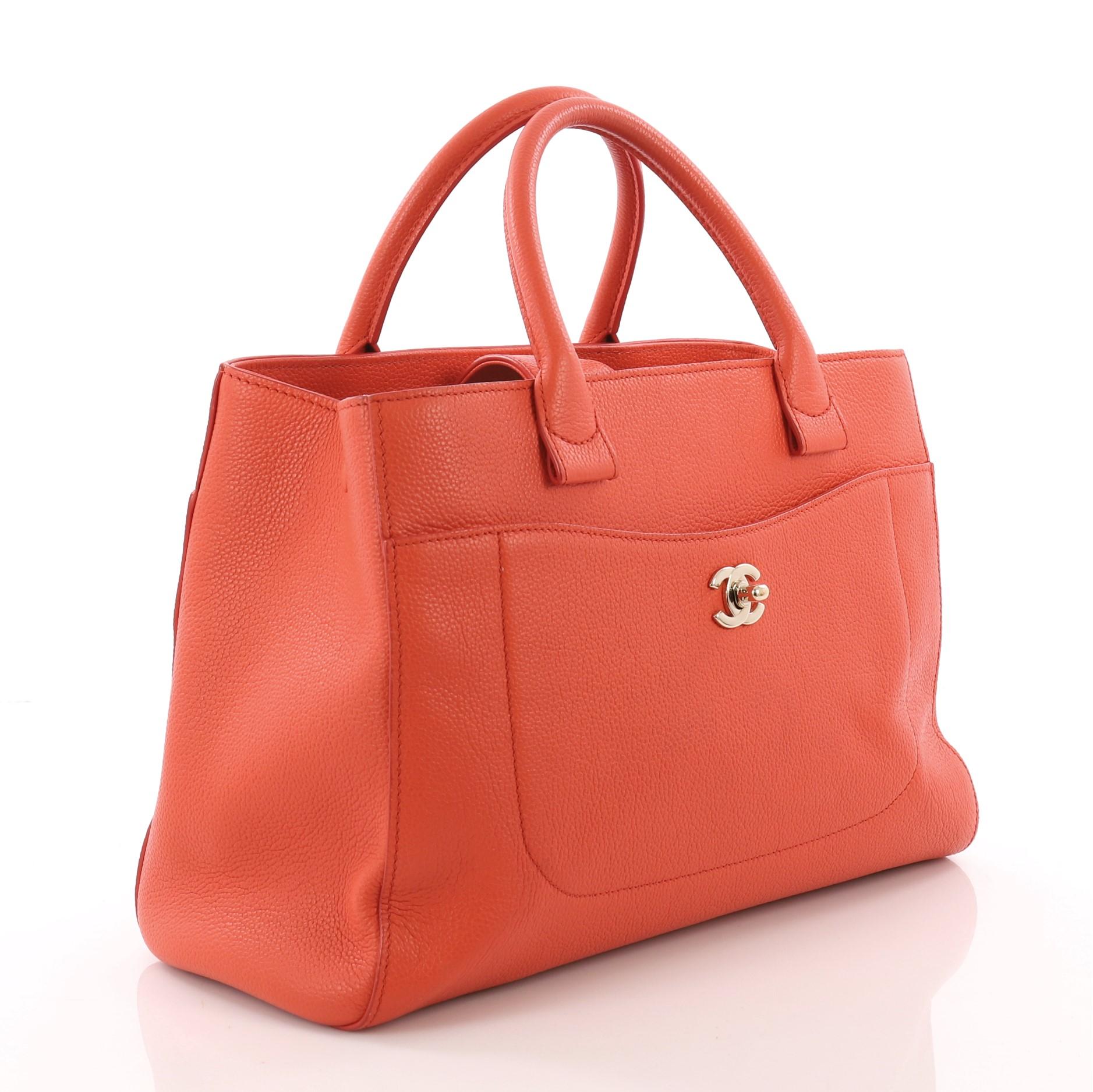 Red Chanel Neo Executive Tote Grained Calfskin Small