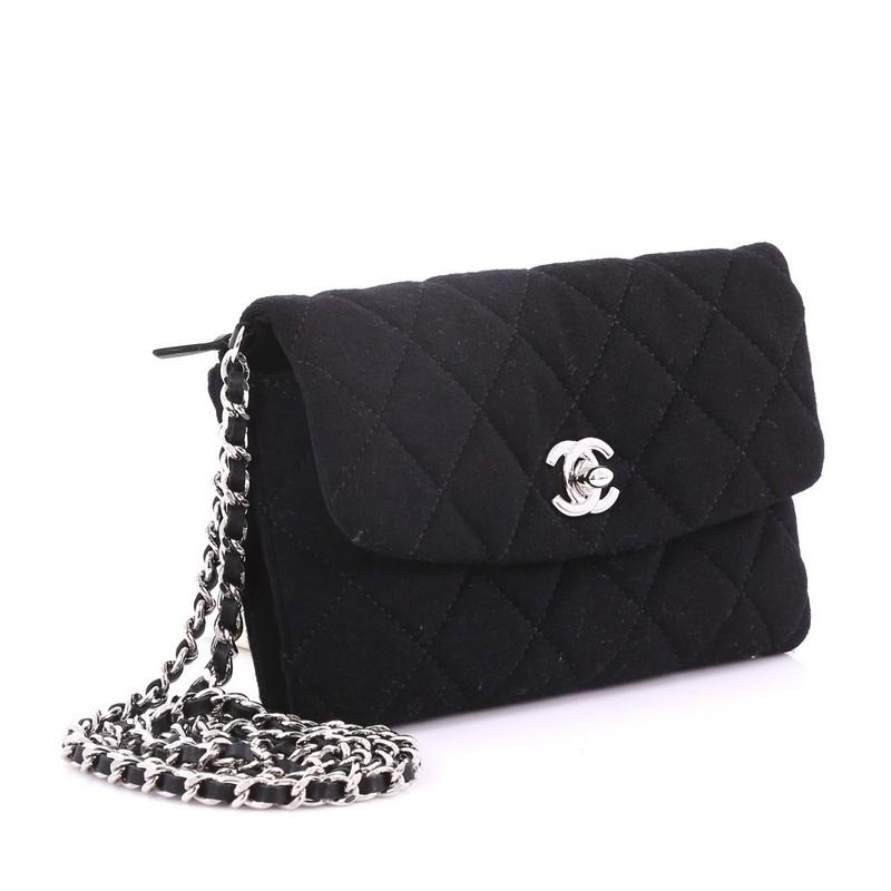 Black Chanel VIP Chain Crossbody Quilted Jersey