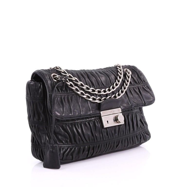 Prada Gaufre Flap Shoulder Bag Nappa Leather Medium at 1stDibs