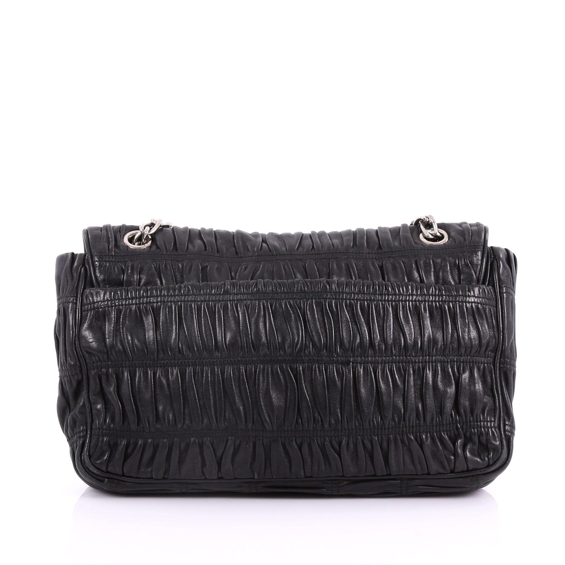 Prada Gaufre Flap Shoulder Bag Nappa Leather Medium In Good Condition In NY, NY