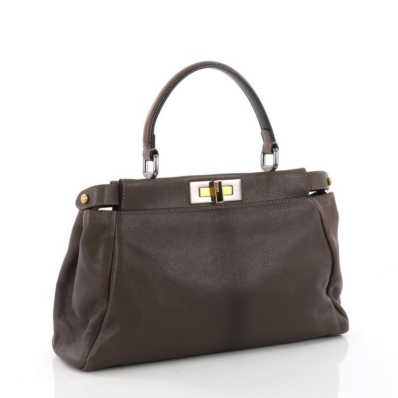 Black Fendi Peekaboo Handbag Ombre Leather Regular